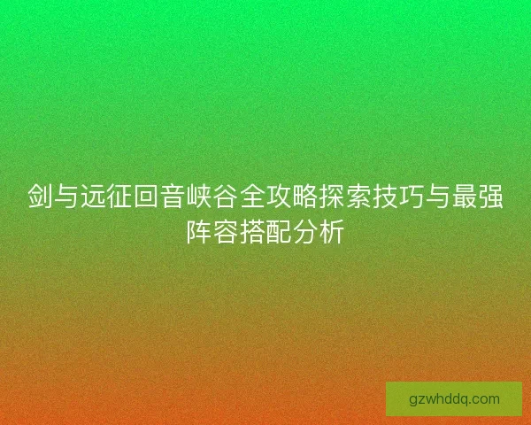 剑与远征回音峡谷全攻略探索技巧与最强阵容搭配分析