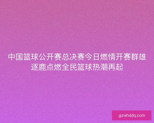 中国篮球公开赛总决赛今日燃情开赛群雄逐鹿点燃全民篮球热潮再起